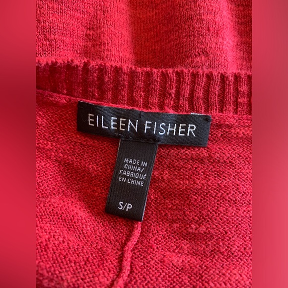 Eileen Fisher Red High Low Organic Linen and Organic Cotton Sweater SP PETITE - Picture 4 of 5